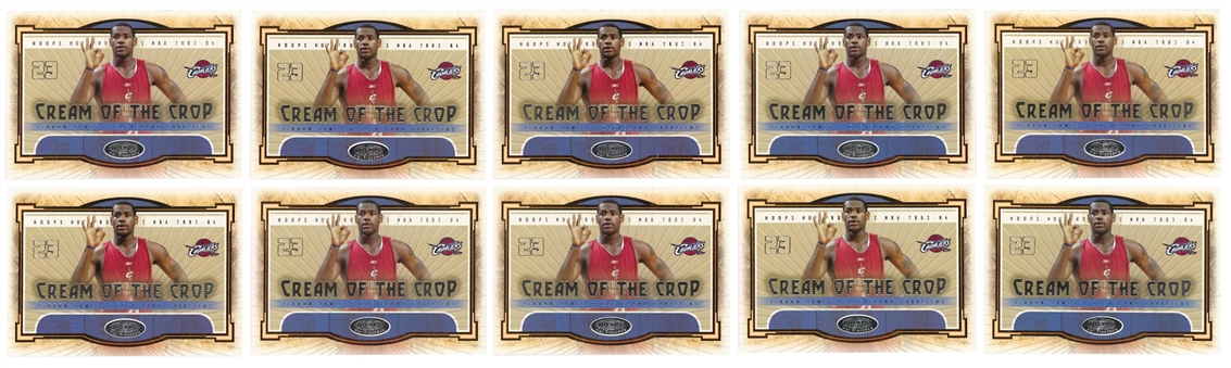 2003/04 Fleer Hoops Hot Prospects "Cream of the Crop" LeBron James Rookie Cards Collection (10)